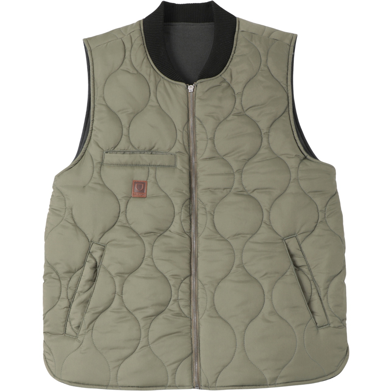 2026 Brixton Mens Builders Abraham Reversible Vest 03412 - Black / Olive Surplus